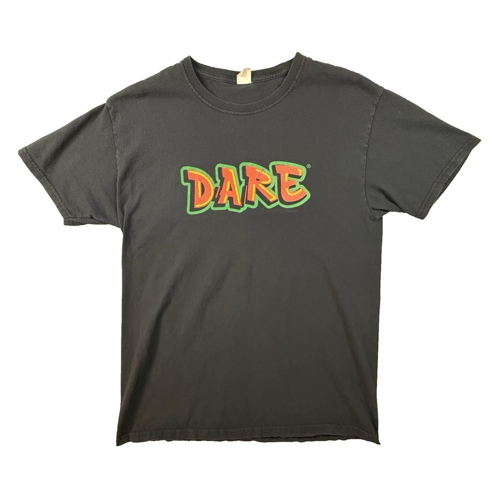 Fruit of the Loom HD Cotton Men's ~M DARE Black Graphic Logo T Shirt SEE DESCRIP